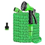 Yiting Flexibler Gartenschlauch 5m 10m 20m 15m 30m 45m 50m 60m, 3-Mal Magischer Flexibel Garten Schlauch Wasserschlauch mit 8 Modi Wassersprühpistole und Adapter 3/4'&1/2' Schlauchverbindungs-Fittings