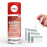 TFC Heizkörperlackspray – Glänzend Reinweiss, Acrylbasiertes Spray für Heizkörper und Wasserrohre, Einfache Anwendung, Hervorragende Deckkraft, Schnelltrocknend & UV-Beständig | 400ml