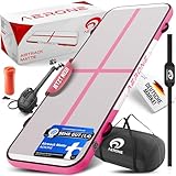 AERONE Airtrack Turnmatte Aufblasbar | Air Tracking Matte 6m [Zubehör Schultergurt Tragetasche Luftpumpe] Air Track für Turnen Gymnastik Zuhause Outdoor Pool | Pink