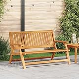 Garten Bank mit Armlehne und Rückenlehne, Bank 3 Personen für Garten, Balkon, Terrasse, 122.5x77x74 cm Massivholz Akazie Brown