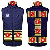 EMATOP Herren Damen Warm Beheizte Weste Fleece Heizweste mit 3 Temperaturstufen Elektrische Beheizbare Jacke Mode Stehkragen Steppweste Outdoor Sport Heizmantel Winddicht Funktionsjacke