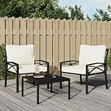 XINCXIN Gartenstuhl, Garden Furniture korbsessel Outdoor Balkon Couch gartensessel Geeignet für Yard patios Garden Balconies mit Sandfarbigen Kissen 68x76x79 cm Stahl