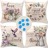Cirzone Deko Wohnzimmer Kissenbezug 45x45 4er Set Wetterfest Leinen Outdoor Kissen Boho Deko für Garten, Balkon