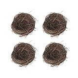 BYNYXI 4 Stück Rattan Vogelnest, 10cm Künstliches Osternest Schaum Wachteleier Festival Ostern Deko Handgemacht Frühling Zweige Rattan Nest für Ostern Tischdeko Basteln Foto Requisiten