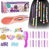 Haarschmuck Mädchen Spielzeug ab 5 6 7 8 9 10 Jahre – DIY Haarperlen Set mit Flechtwerkzeug, Haar Styling Accessoires für Kinder, Geschenk für Mädchen Geburtstag Weihnachten