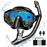 MILFECH Schnorchelset Erwachsene, Schnorcheln Set mit Taucherbrille und Trocken Schnorchel,Anti-Fog Anti-Leck Schnorchelmaske aus Gehärtetem Glas,für Tauchen Schnorcheln Schwimmen,Dry Schnorchel