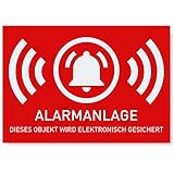 6 x Aufkleber Alarmgesichert (Klein - 5 x 3,5cm) - Schutz vor Einbruch in Auto und Wohnmobil - Aussenklebend - Alarm Sticker für mehr Sicherheit - Alarmanlage Aufkleber für außen - Geschlitzt