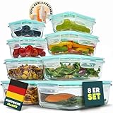 uandu Glasbehälter mit Deckel – Meal Prep Boxen Set 8-teilig – Frischhaltedosen Glas BPA-frei – Spülmaschinen-, Mikrowellen- & Gefrierschrankgeeignet