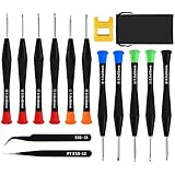 weefu Mini Schraubenzieher set，11 Uhrmacher Schraubendreher, Torx Für PS4 Brillen Reparatur Kleine Brille Feinschraubendreher Komme Mit 2 Pinzette 1 Magnetisierer und Aufbewahrungstasche