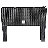 Deuba® Hochbeet 2in1 Funktion Balkonkasten 30L Bewässerungssystem mit abnehmbaren Füßen Polyrattan Beet Garten Balkon Kunststoff Anthrazit 60x25cm