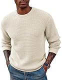 PJ PAUL JONES Winterpullover Herren mit Rundhalsausschnitt Grobstrick Pullover Waffelstruktur Strickpullover Beige XL