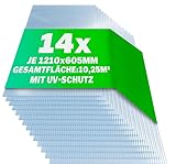 casa pura | Gewächshausplatten 14x | 60,5 x 121 cm - | Polycarbonat (PC) | Hohlkammerplatte - Doppelstegplatte (Transparent, 4 mm)