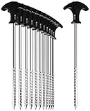 com-four® 12x Zelt-Heringe aus Stahl - robuste Erdnägel mit Gewinde für Camping und Outdoor - ideal für normalen und harten Boden mit T-Griff 0200x7mm