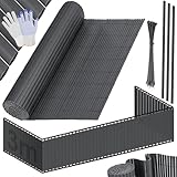 KESSER® PVC Sichtschutzmatte Sichtschutzzaun 100 x 300 cm | Balkonverkleidung Windschutz | verstärkte Lamellen für Garten Balkon & Terrasse | Balkonumrandung inkl. Kabelbindern & Abdeckung Anthrazit