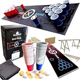 Gartenheld® 100 x Beerpong Becher 500 ml XXL Set inkl.10 Bälle, Matte 180 x 60cm Wiederverwendbare spülmaschinenfest Partybecher Trink Cups