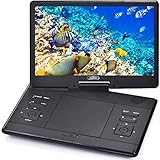 YOOHOO 16.9'' tragbarer DVD Player für Auto und Kinder mit Bildschirm,14.0' HD Bildschirm,mit akku,unterstützt DVD Player Portable with Rechargeable Battery,Mobile DVD Player for Kids