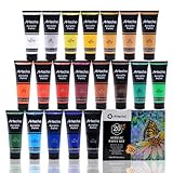 Artecho Acrylfarben Set Professional 20x120 ml, Acrylic Paint Set, Wasserfest und Lichtecht, Schnell Trocknend, Ideal für Leinwand, Holz, Stoff, Handwerk, Leder und Stein.