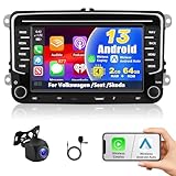 Motorsi 2+64G Autoradio für VW Golf Tiguan Touran Passat Polo Skoda Caddy Seat mit Kabellosem Carplay/Android Auto, 7 Zoll Android 13 Touchscreen GPS Navigation/WiFi/FM/RDS/SWC/Canbus/BT/EQ