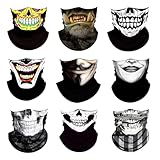 UBERMing 9 Stück Schlauchschal Multifunktionstuch Totenkopf Gesichtsmaske, Outdoor Funktionstücher Bandana Motorrad Maske Skull, Halbe Sturmhaube Atmungsaktiv Herren Damen für Ski Laufen Halloween