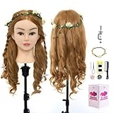 Neverland 26' Frisierkopf Friseur 60% Echthaar Haar Übungskopf Puppenkopf Friseurkopf Ausbildung Kopf Mit Halter + Hair Styling Braid Set #27