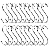 LxsNyvantic Edelstahl S-Haken 20er Set - Schwerlast Rostfreie Metallhaken für Küche, Bad, Schrank und Outdoor - Starke Tragkraft, Einfaches Einhängen, Vielseitig einsetzbar