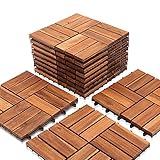Randaco Holzfliesen Balkon 30 x 30 cm, 11-er Kachel Set,1m² Geeignet als Terrassenfliesen und Balkonfliesen, aus Akazien Holz für Garten Terrasse Balkon, mit Drainage
