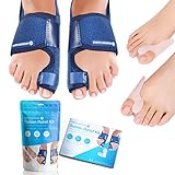 Sports Laboratory Hallux Valgus Korrektur Set für Tag & Nacht - 2 x Hallux Valgus Schienen, 2 x Zehenspreizer und 1 x Ratgeber - Schmerzlinderung und Schutz - Verstellbare Passform (Blau)