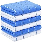 Tempery Mikrofaser-Geschirrtücher (40 x 60 cm, blau und weiß, 6er-Pack), Reinigungstücher für Küche, Auto, Dusche, schnell trocknendes und saugfähiges Geschirrtuch