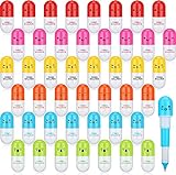 KAHEIGN 48Pcs Mini Pillen Kugelschreiber Mini Kapsel Stifte, Kreativer Einziehbarer Pille Druckkugelschreiber für Kindergarten, Schule, Büro, Zuhause (6 Stile)