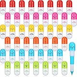 KAHEIGN 48Pcs Mini Pillen Kugelschreiber Mini Kapsel Stifte, Kreativer Einziehbarer Pille Druckkugelschreiber für Kindergarten, Schule, Büro, Zuhause (6 Stile)