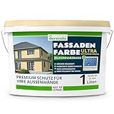 derendo Silikonharz Fassadenfarbe Gelb ULTRA Wetterschutz Sandgelb 1l aussen Fassade Silikonharzfarbe mit Abperleffekt Lotus Blatt Fassadenschutz Schmutzabweisende Silikonharzbeschichtung