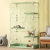 Generic Katzenkäfig mit 3/4-stöckigem Draht, Laufgitter-Gehege mit Katzenhängematte, Katzenkiste mit 3 Plattformen, 3 Vordertüren und 2 Rampenleitern, abnehmbare Metallhütten (Farbe: C, Größe: 99,1 x