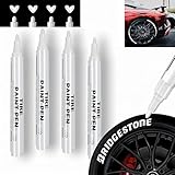 JUXINE PROFI-SET 4x Reifenmarkierungsstift Weiß | Ölbasierter Reifenstift für Auto & Motorrad | Wasserdichter Reifenmarker | Für Keramik, Holz, Leder, Kunststoff | Inkl! (Weiß)