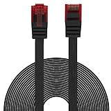 BIGtec Ethernet LAN Kabel 20m flexibles flaches Netzwerkkabel Patchkabel schwarz flachband Cable Gigabit DSL ISDN Flachbandkabel Verlegekabel RJ45 Stecker
