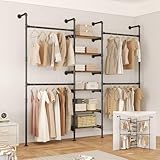 Pevfeciy Offener Kleiderschrank, Begehbarer Kleiderschrank, Eckkleiderschrank Schlafzimmer, Kleiderstange Wandmontage Industrial Style