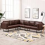 Willood Ecksofa, Sofa aus PVC Leder bezogen, Couch für jedes Zuhause Büro, Eckcouch Ledersofa Ledercouch Sitzmöbel Lounge Set Kunstleder 255 x 199,5 x 62,5 cm
