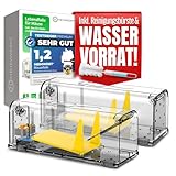 Heimwert Lebendfalle Maus Mausefalle 2erSet - mit Wasser Speicher + Köderbox + Ventilationsöffnungen - Mäuse Lebendfalle mit Quick Release Ausgang ohne Mäuse Kontakt I Mausefallen Lebendfallen Set