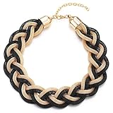 COOLSTEELANDBEYOND Gold Schwarz Statement Halskette Anhänger, Geflochtene Hohl Kabel Große Lätzchen Halsband Choker, Neuer, Abschlussball