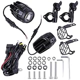 ISAKEN Zusätzliche LED Scheinwerfer für Motorrad, 40W 4000LM 6000K LED Nebelscheinwerfer mit Kabelbaum für BMW R1200GS F850GS, Zusatzscheinwerfer Lauflicht