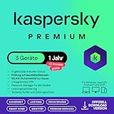 Kaspersky Premium Total Security 2026 | 3 Geräte | 1 Jahr +3 Monate Gratis | Anti-Phishing und Firewall | Unbegrenzter VPN | Passwort-Manager | Kindersicherung | 24/7 Unterstützung | Code per Email