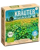 Bio Kräuter Samen Set - 15 Sorten Samen - Kräutersamen - Saatgut Kräuter - Hochbeet Zubehör - Sämereien Saatgut Set Basilikum Schnittlauch & mehr (inkl. E-Book)