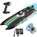 VOLANTEXRC Atomic XS – 2,4 GHz ferngesteuertes Rennboot für Pools und Seen, 20+ km/h, inkl. 2 Akkus – RC Boot für Kinder und Erwachsene (Schwarz)