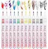 LEDSUUEI Nagellack Stift Set, 12 Farben, Nailart-Graffiti-Stift, Nagelzeichenstift, wasserfeste 3DNagelkunststift, Nagellackstifte, Nagelpunktierwerkzeuge, Acrylfarbstifte, Zeichen- und Malpunkt