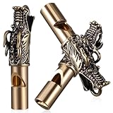 HEMOTON 3 Stück Messing Drachenpfeifen mit Schlüsselring Laute Signalpfeifen für Camping Wandern und Outdoor Chinesischer Drachenanhänger Tragbare Notfallpfeife