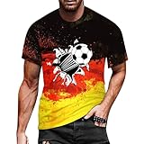 Fußball Weltmeisterschaft T-Shirt 3D Drucken Kurzarm Rundhalsausschnitt Fanshirt Sport Casual Atmungsaktiv Trikots Shirt Deutschland Herren T-Shirt EM 2024 Fußball Trikot mit Nummer Tshirt