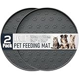 AVYDIIF 2 stück Napfunterlage für Hund Katzen[28cm x 28cm], hundenapf unterlage fressnapf Hund Futtermatten aus Silikon wasserdichte rutschfeste Fressnapf mit Rand, spülmaschinenfest (2 Grau)