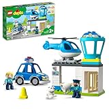 LEGO DUPLO Polizeistation mit Hubschrauber, Polizeiauto und Steine, Polizei-Spielzeug für Kleinkinder ab 2 Jahre, Lernspielzeug für Mädchen und Jungen 10959