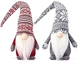 KAHEIGN 2Pcs Weihnachten Deko Wichtel, Schwedische Weihnachtswichtel Puppe Weihnachtszwerg Plüschpuppe Weihnachtsmannpuppe Elfenpuppe Tomte für Weihnachtsparty Dekoration (48cm x 18cm)