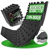 AthleticPro Bodenschutzmatte Fitness [30x30cm] - 18 extra dicke Bodenmatten [20% mehr Schutz] - Rutschfeste Schutzmatten für Fitnessraum&Fitnessgerät