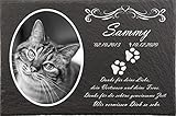 Pokal Center Westerheider Katzengrabstein mit eigenem Foto und Katzenpfoten, Gedenksteine für Katzen mit personalisierter Gravur Katzen, Gedenksteine aus Naturschiefer 20x30 cm